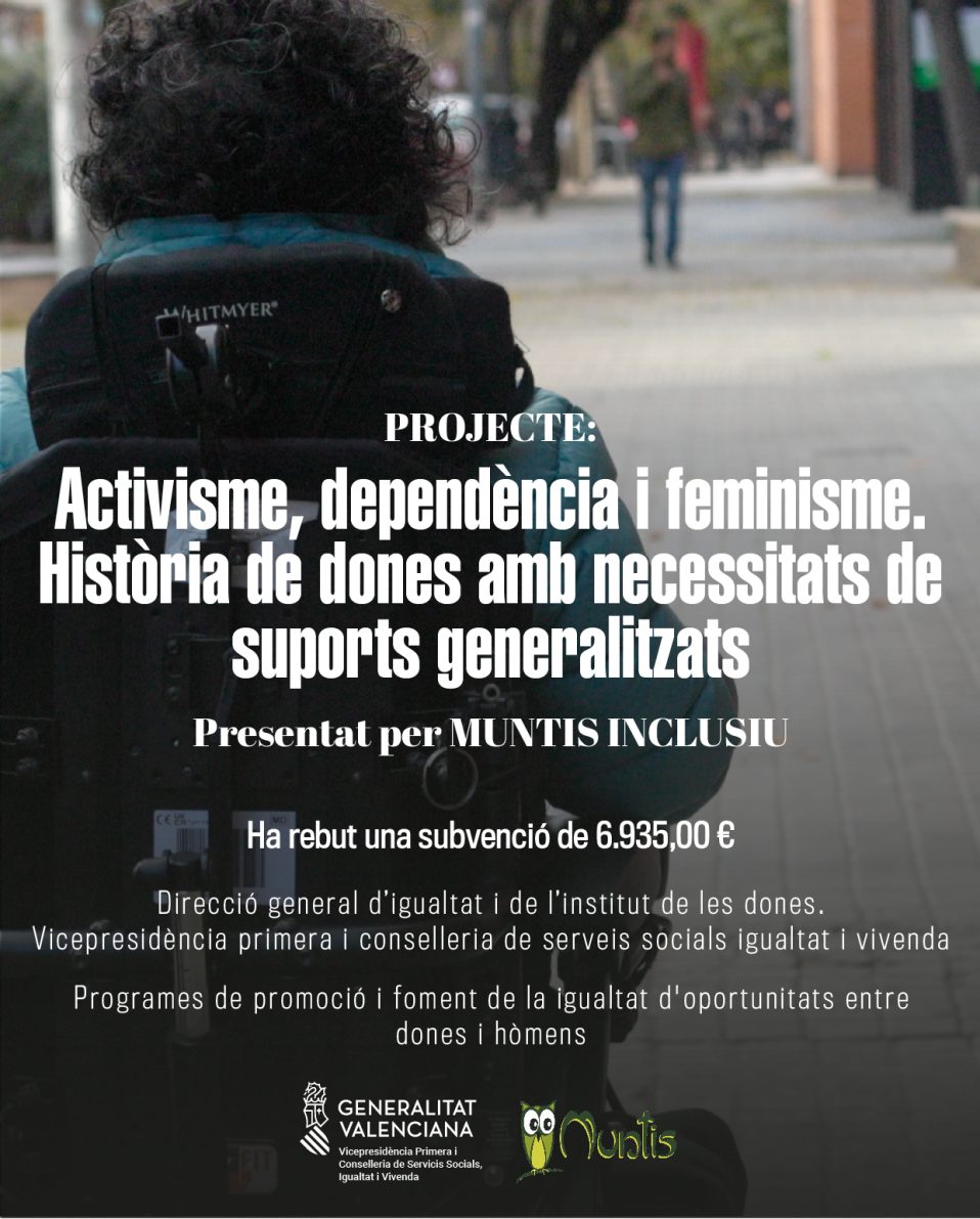 Imatge d'una vorera amb edificis a la dreta i arbres i cotxes a l'esquerra. Una persona d'esquena que es trasllada en cadira de rodes electrònica i a uns metres una persona en estructura masculina caminant cap a ella.